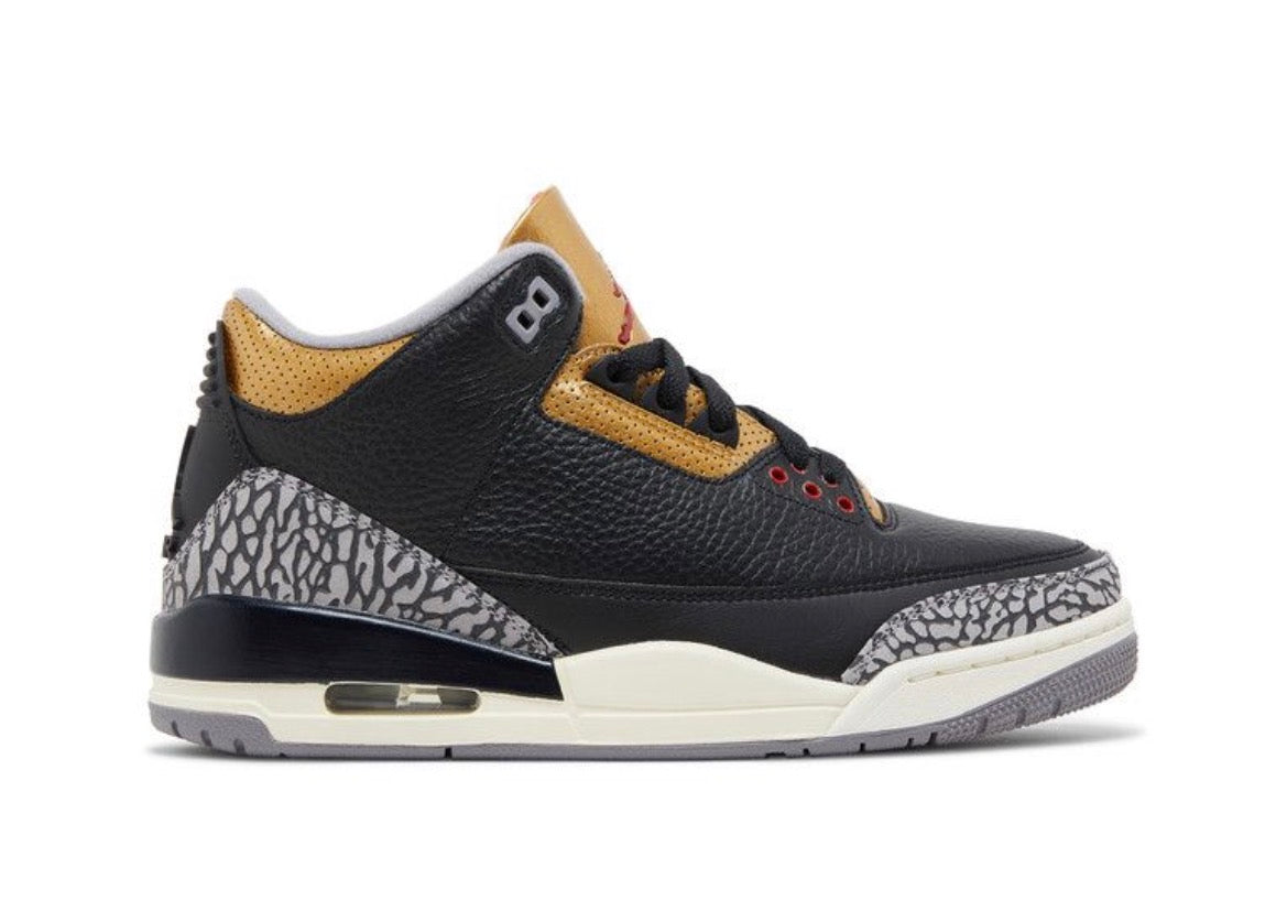 JD Retro 3 Blck Cement Gold